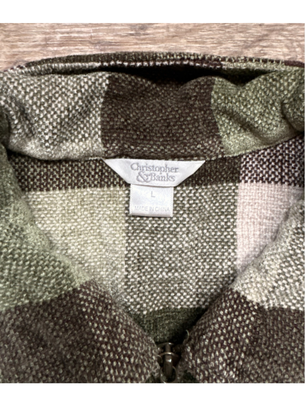 Christopher & Banks Plaid Zip-Up Vest (Size L) - Picture 3 of 5